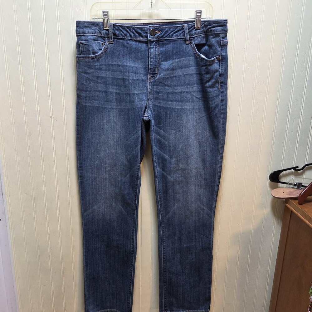 Simply Vera Vera Wang Roll Cuff Capri Jeans Womens 14 Blue Medium Wash Stretch
